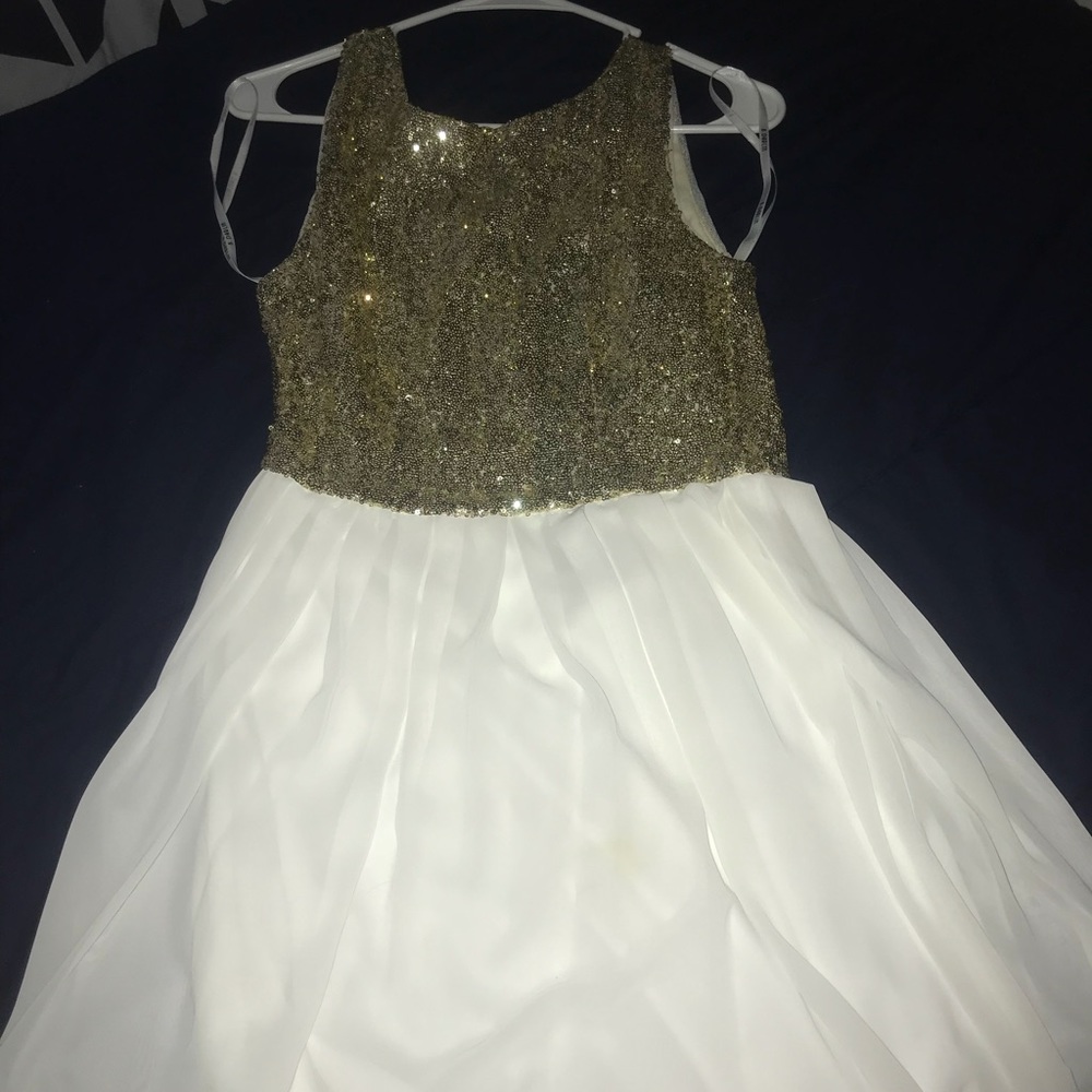 GOLD AND WHITE HOMECOMING DRESS